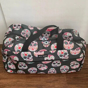Betsey Johnson Suitcase Carry-On Roller Duffle Bag Skull Party NWT